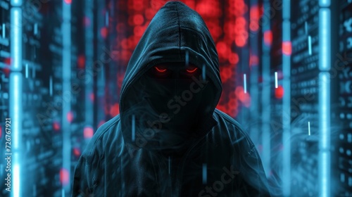 dark web hooded hacker cyber war concept photo