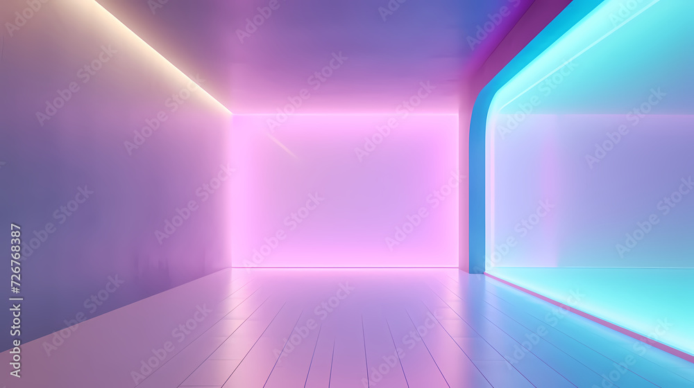 Empty room with neon lights