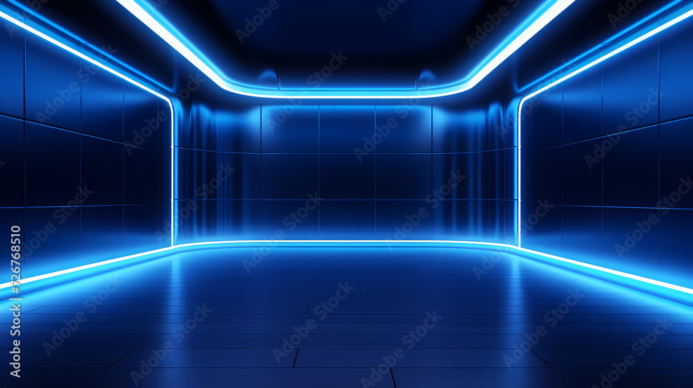 Empty room with neon lights Empty room with neon lights