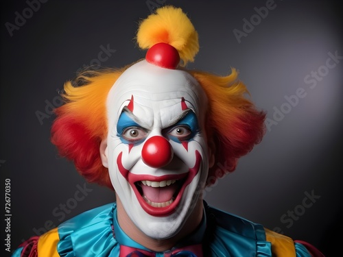 Face of a funny clown with a wig