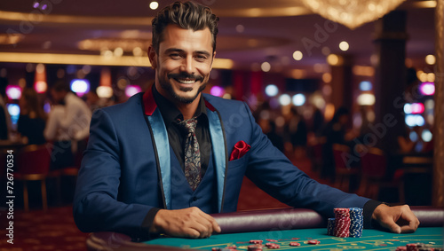 Successful man in a casino chance