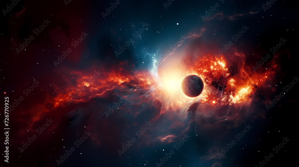 Space galaxy background, 3D illustration of nebulae in the universe