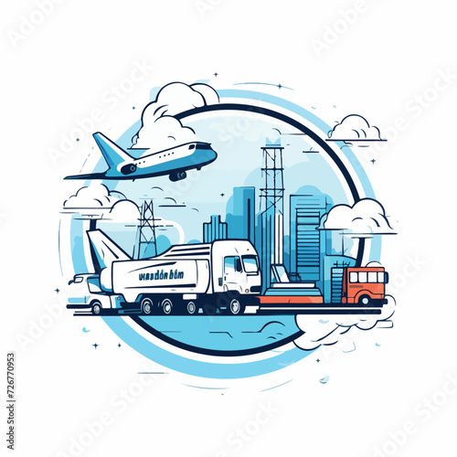 Logistics in cartoon, doodle style. Image for t shirt. Isolated 2d vector illustration in logo, icon, sketch style, Eps 10. AI Generative photo