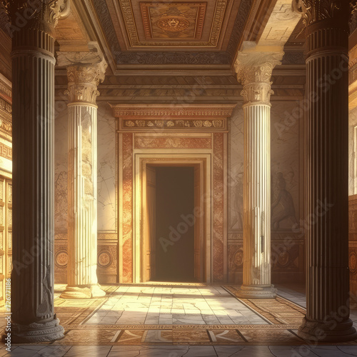 Ancient Roman Villa Entryway with Ornate Focus