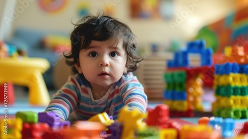 child playing with blocks