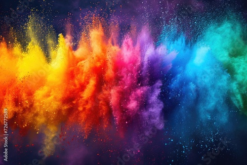 A mesmerizing abstract representation of an explosive powder burst  where vibrant colors collide and merge in a dynamic dance  creating a captivating visual spectacle