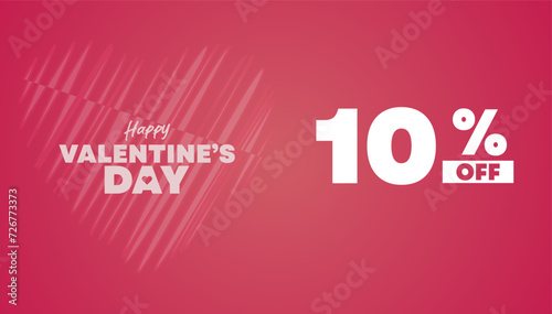 10% OFF Valentine,Soft pink color background banner or card, Valentine's Day. Valentine's day offers concept for discount promo art