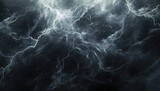 Abstract white and gray thunder lightnings against black sky background, storm weather backdrop