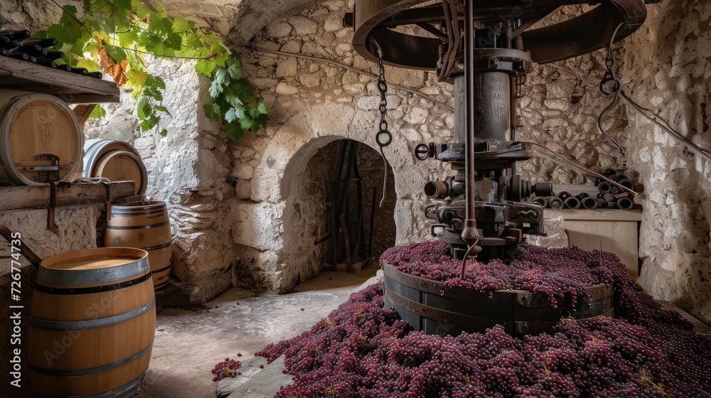 Old wine cellar , retro production