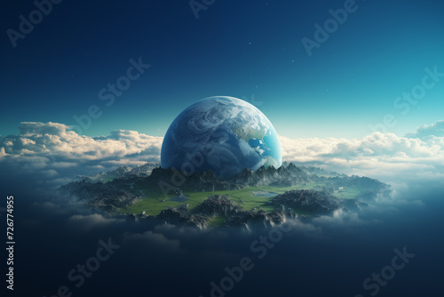 Concept of ecology and preservation of our planet from during natural disasters AI Generation © ungvar