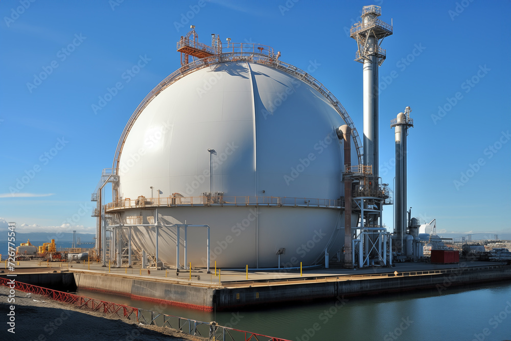 Gas transmission system with LNG storage tanks terminal AI Generation