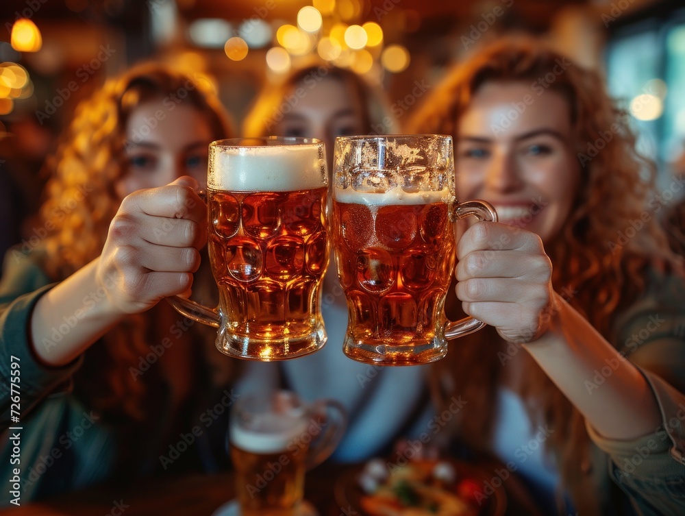 Friends Toasting with Beer at a Pub