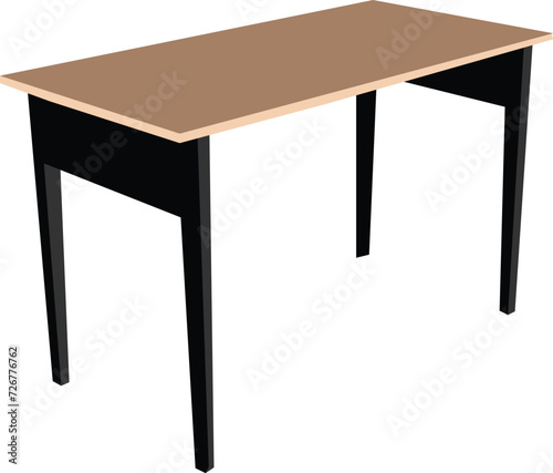 Wooden table illustration on white background.home decor furniture. Dining kitchen desk, restaurant and coffee tables vector .
