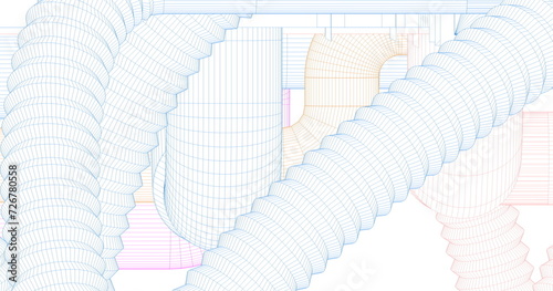 BIM (Building Information Modeling) ventilation system design 3d illustration.