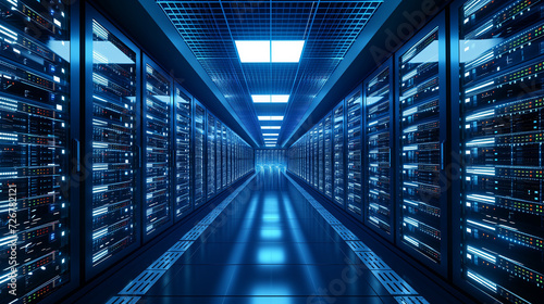 Ein moderner Serverraum f  r KI oder IT Systeme oder Cloud