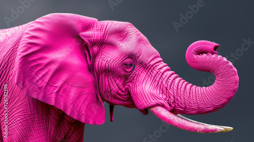 Pink elephant on gray background