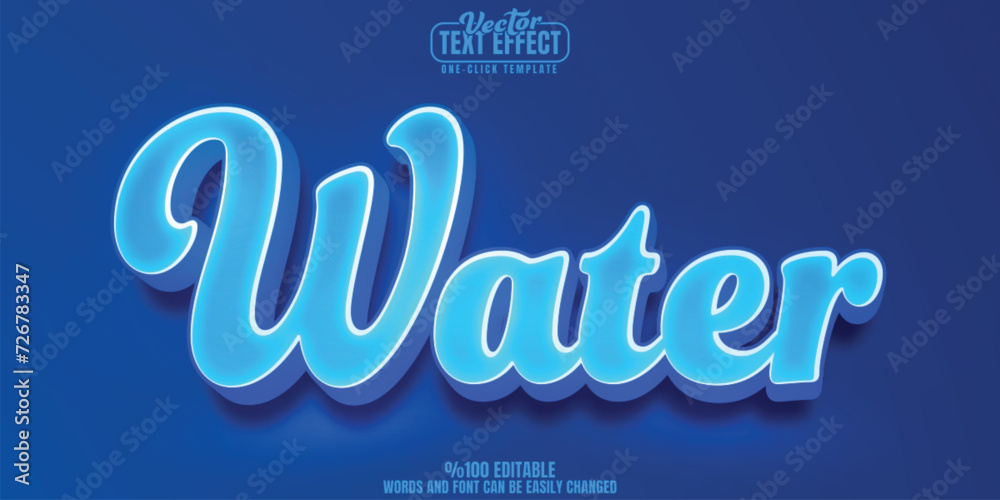 Water editable text effect, customizable aqua and sea 3D font style - obrazy, fototapety, plakaty 