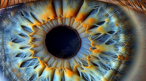 Incredibly detailed close up of human eye showcasing intricate textures and patterns