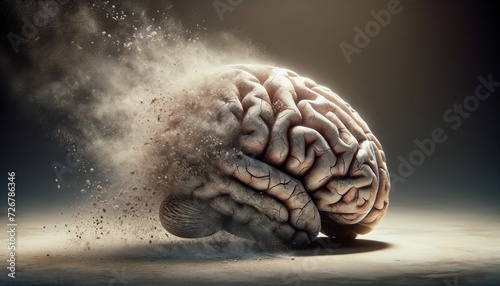 Human brain with explosion effect. 3d illustration. Conceptual image