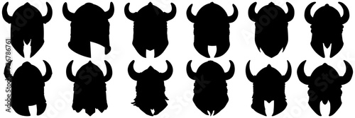Viking nordic silhouettes set, large pack of vector silhouette design, isolated white background