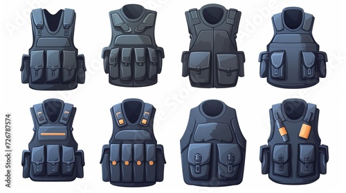 Set Police flak jackets or bulletproof vest cartoon vector Illustration  photo