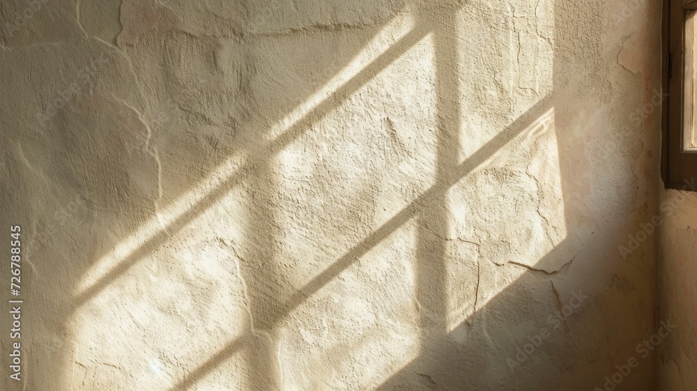 shadows cast by a window frame on a wall, creating a dynamic pattern of ...