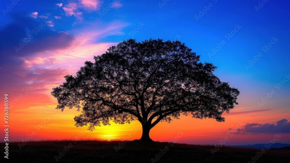 simple yet captivating silhouette of a lone tree against the vibrant colors of a sunset sky simple yet captivating silhouette of a lone tree against the vibrant colors of a sunset sky