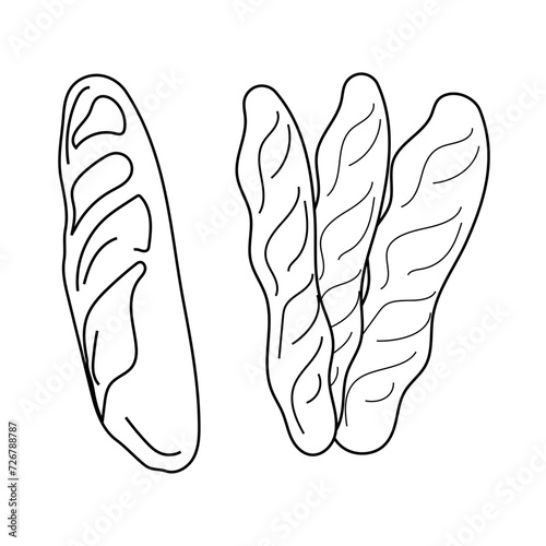 Baguettes Vector Lineart - Monochrome Bakery Delight