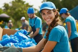 Corporate social responsibility event with employees volunteering in community service
