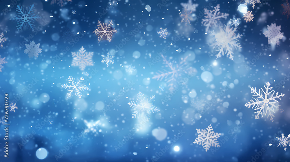 Wonderful scene formed by snowflakes, winter background Wonderful scene formed by snowflakes, winter background
