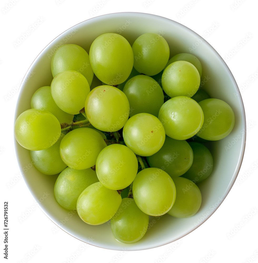 Bowl of green grape fruits isolated. Top view. Bowl of green grape fruits isolated. Top view.