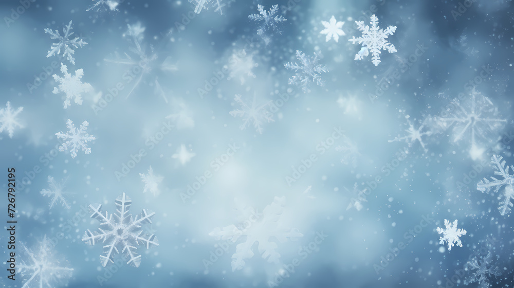 Wonderful scene formed by snowflakes, winter background Wonderful scene formed by snowflakes, winter background