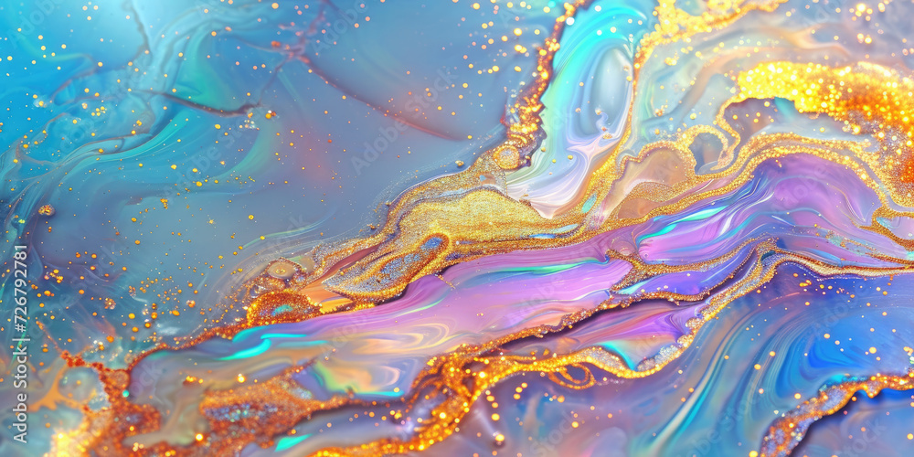 a rainbow color liquid,Closeup of colorful liquid substance with glitter suitable for party decorations, beauty products, backgrounds, and abstract designs. Vibrant and versatile.rainbow surface stone