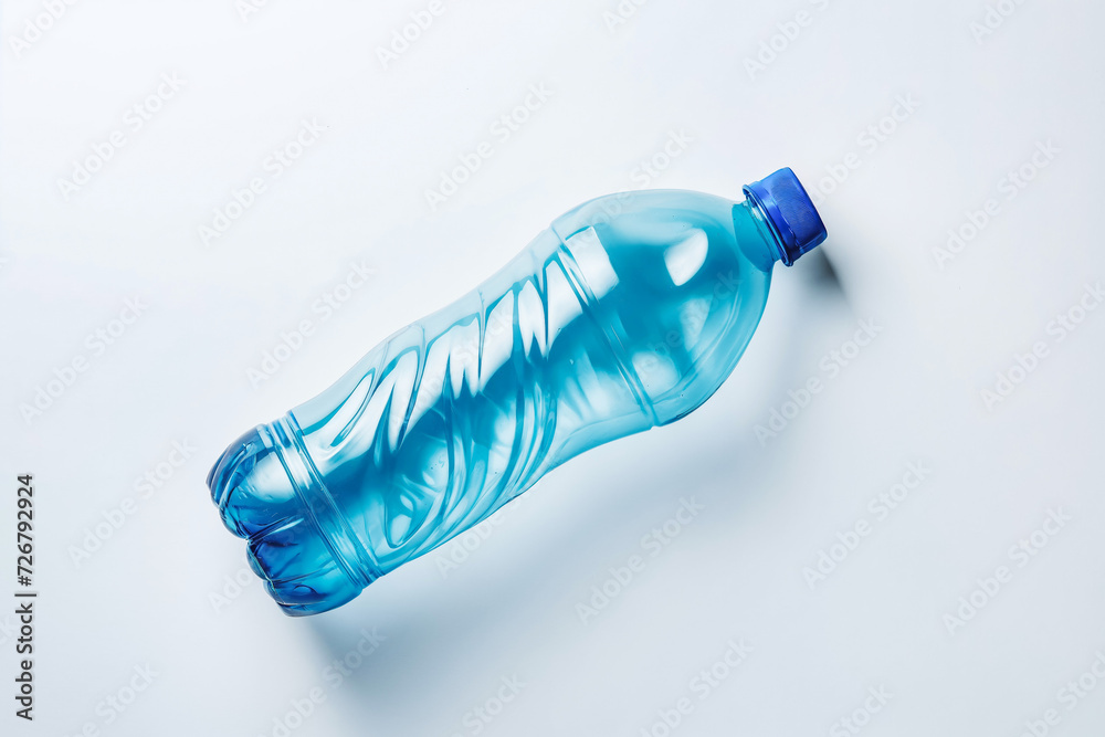 Plastic bottle on white background, top down view. Plastic bottle on white background, top down view.