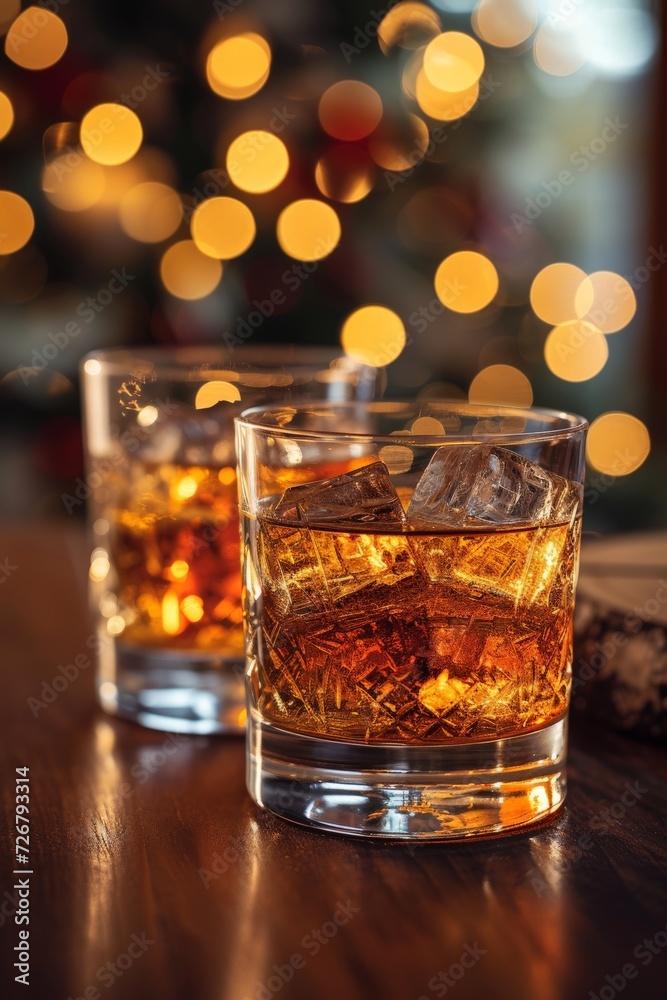 closeup shot of two glasses of tequila old-fashion closeup shot of two glasses of tequila old-fashion