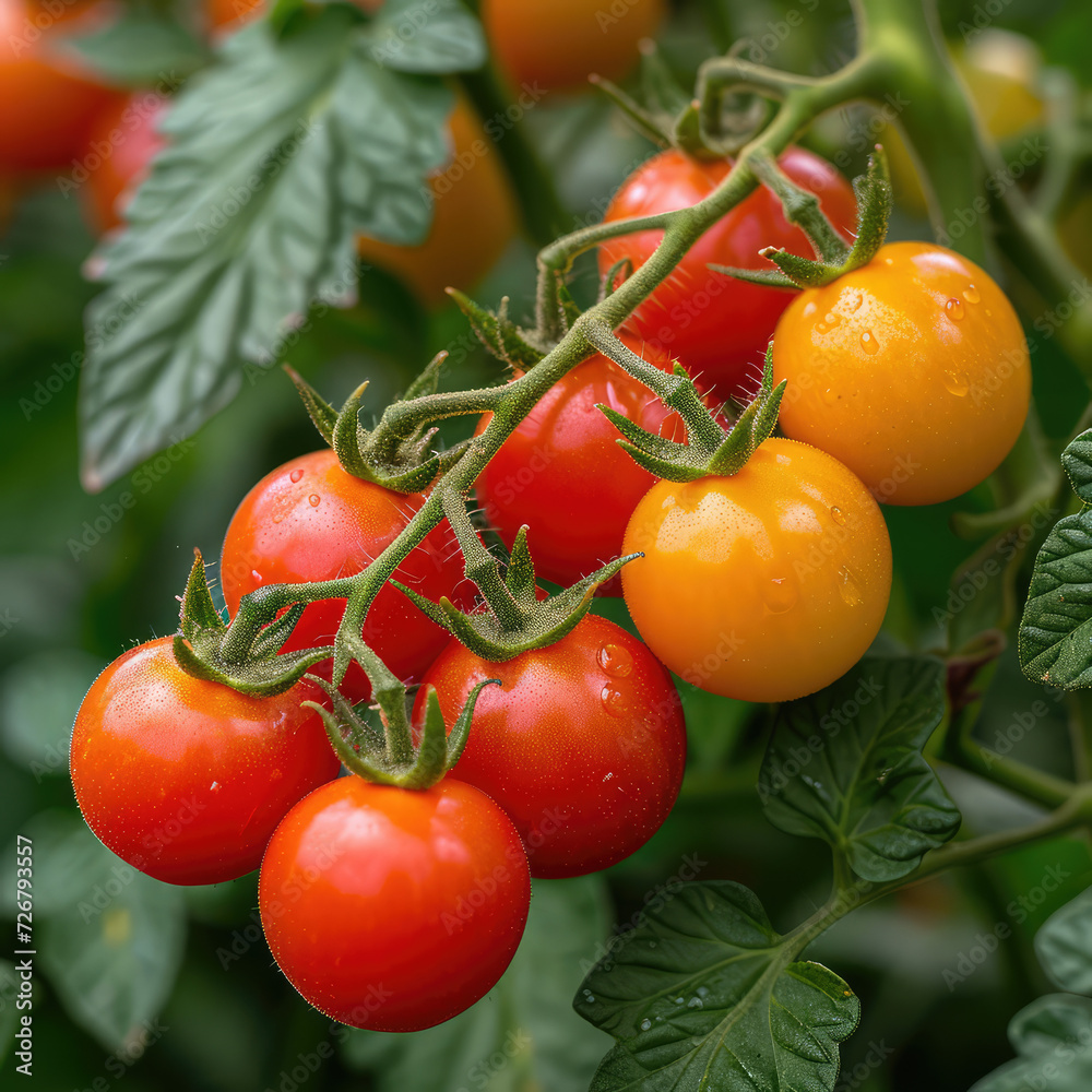 Charming Cherry Tomato Plant in the Vegetable Garden