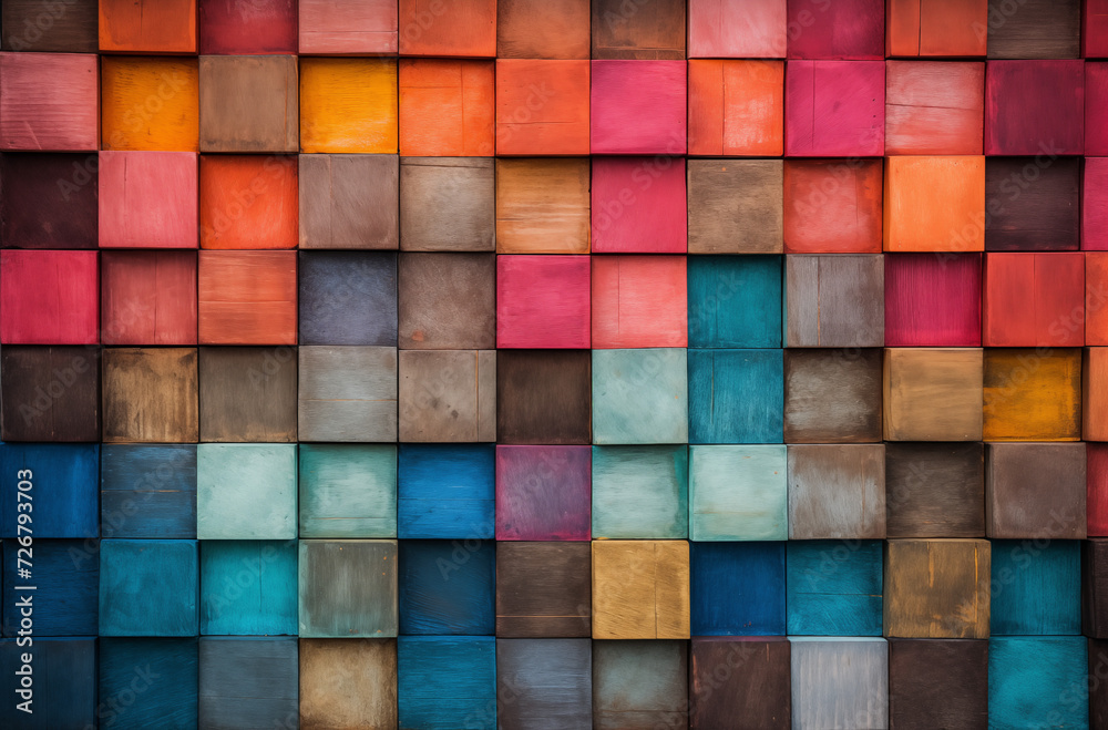 A vibrant, textured background composed of stacked wooden blocks, aged artfully, abstract architectural, wallpaper, backdrop, rustic A vibrant, textured background composed of stacked wooden blocks, aged artfully, abstract architectural, wallpaper, backdrop, rustic