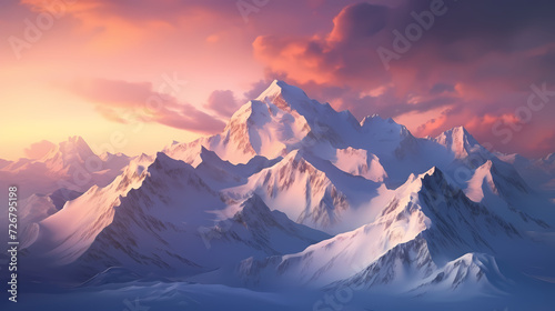 Stunning mountains, panoramic peaks PPT background © Derby