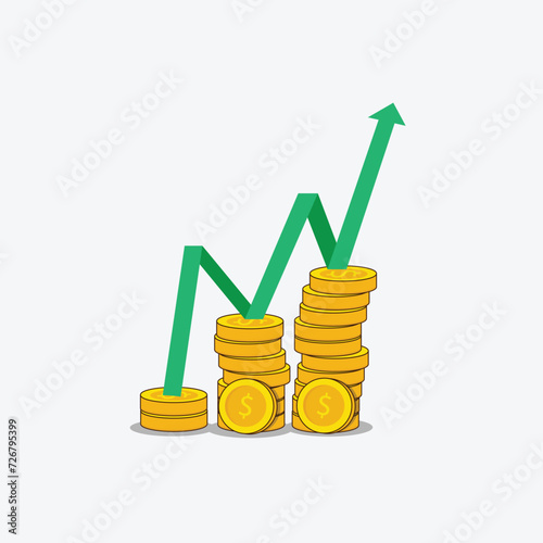 increase budget, increase revenue, earn profits and increase the economy of vector design