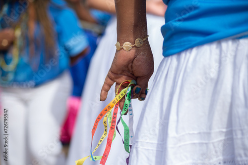 Bild auf Leinwand People who are members of Candomble are seen on Rio Vermelho beach paying homage to Iemanja, in the city of Salvador, Bahia