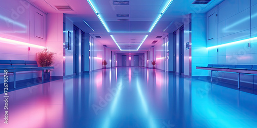 emptycorridor  room with neon light