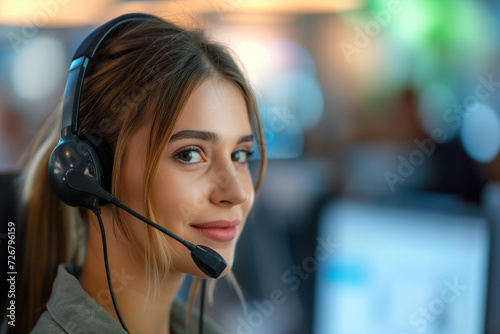 Portrait of a lovely and committed female customer service representative at the hub of customer support
