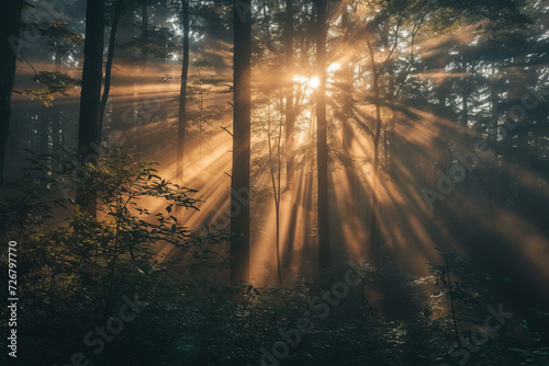 sun rays in the forest