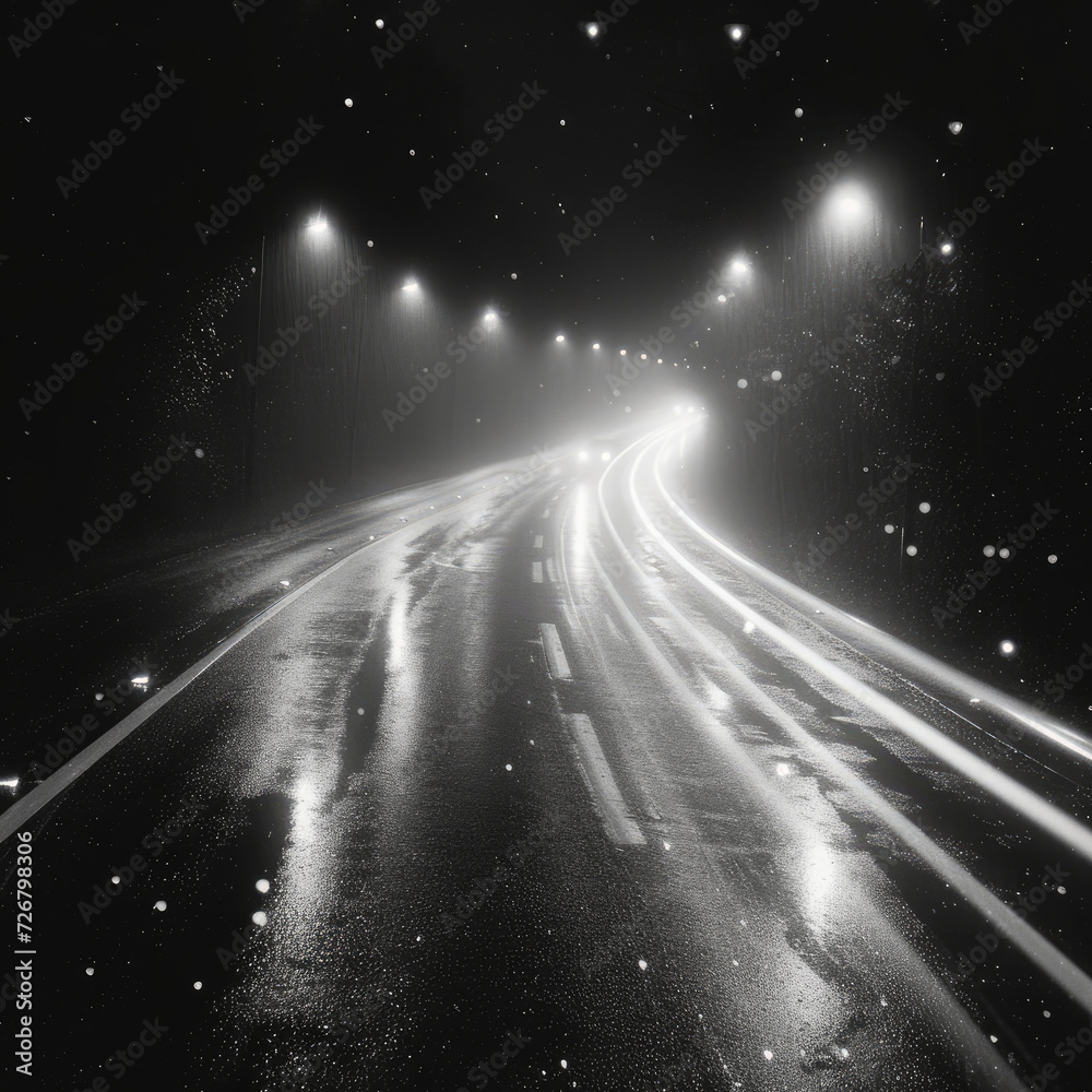 Headlights Streams Weave Through Darkness Headlights Streams Weave Through Darkness