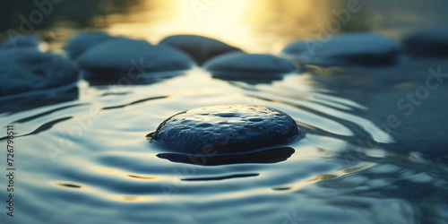 zen stone in water. Generative Ai.