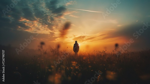 silhouette of a person in the fog