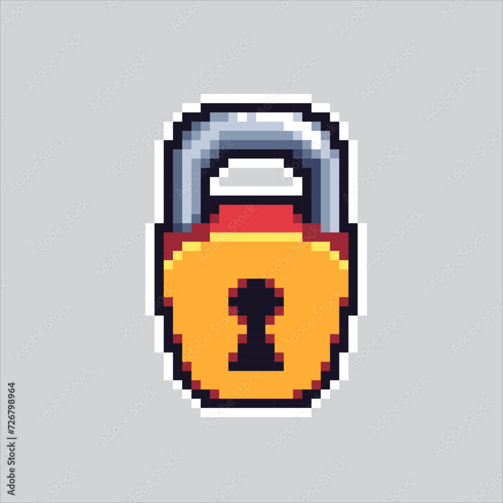 Fototapeta premium Pixel art illustration Padlock. Pixelated Padlock. Secure Padlock. pixelated for the pixel art game and icon for website and video game. old school retro.