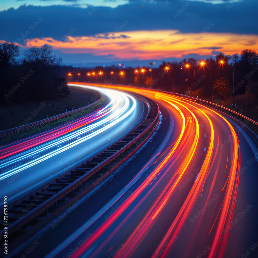 Car Light Smears Blurring on the Highways