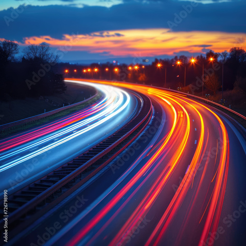 Car Light Smears Blurring on the Highways