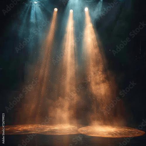 Spotlight Bursts Illuminating the Stage